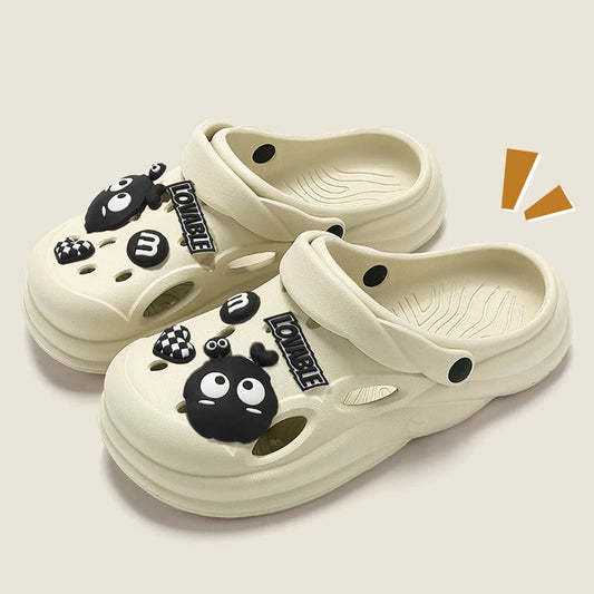 BASATU Men's Beach Sandals Thick Bottom Anti-Slip Outdoor Slippers Ankle Shoes Half Slip-ons Shoes Summer Men Hole Garden Sandal