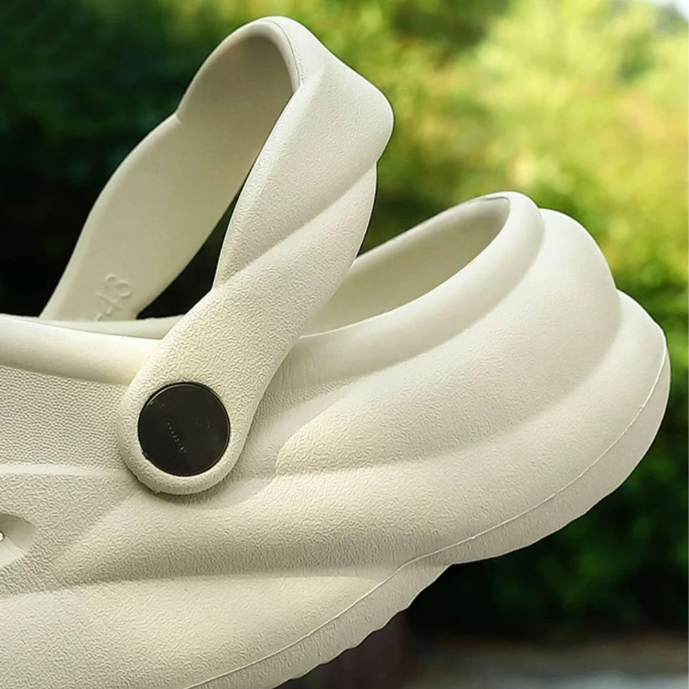 BASATU Men's Beach Sandals Thick Bottom Anti-Slip Outdoor Slippers Ankle Shoes Half Slip-ons Shoes Summer Men Hole Garden Sandal